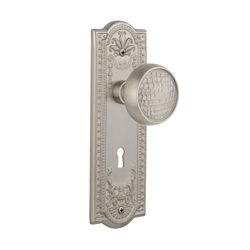 Nostalgic Warehouse MEACRA Mortise Meadows Plate with Craftsman Knob and Keyhole in Satin Nickel
